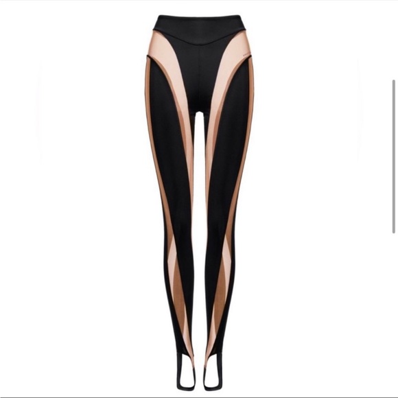 NWT MUGLER & H&M Limited Edition Beige Spiral Leggings, size 14 - Picture 5 of 5